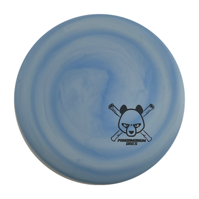 Discmania P2 disc golf putt and approach in blue swirl D-Line Flex 2 plastic with Pandamonium Panda Corner X stamp, view 1