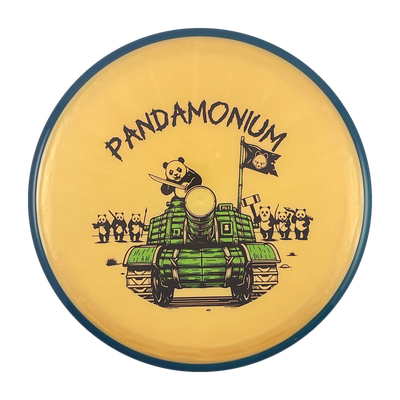 Axiom Pyro disc golf midrange in Prism Plasma plastic with Pandamonium Panda Tank stamp, view 1, view 2