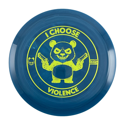 Discraft Cicada disc golf fairway driver in dark blue ESP plastic with Pandamonium I Choose Violence stamp, view 1