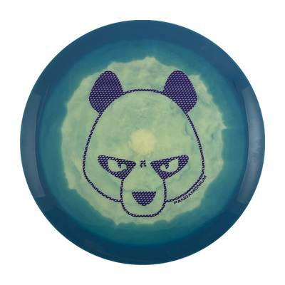 Innova Valkyrie disc golf fairway driver in blue and cream Halo Star plastic with Pandamonium Big Panda stamp, view 1