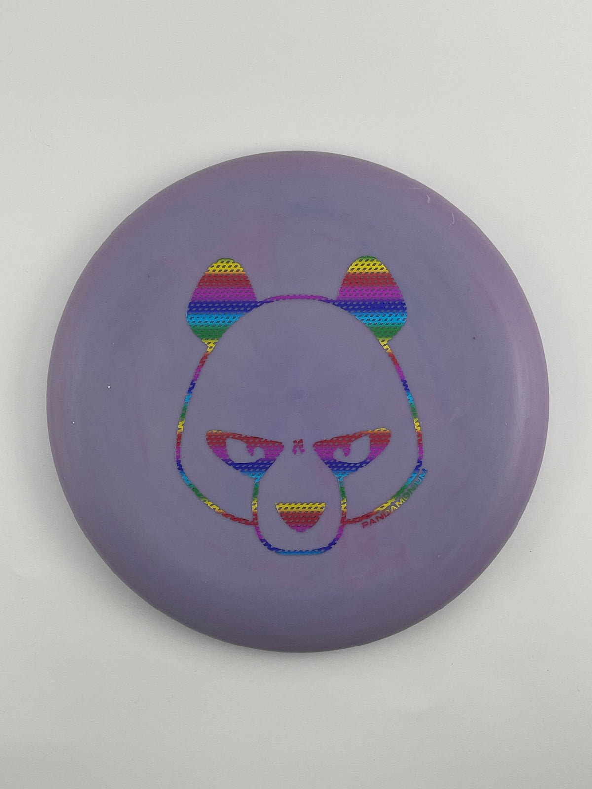 Innova JK Aviar disc golf putt and approach in lilac Pro plastic with Pandamonium Big Panda stamp