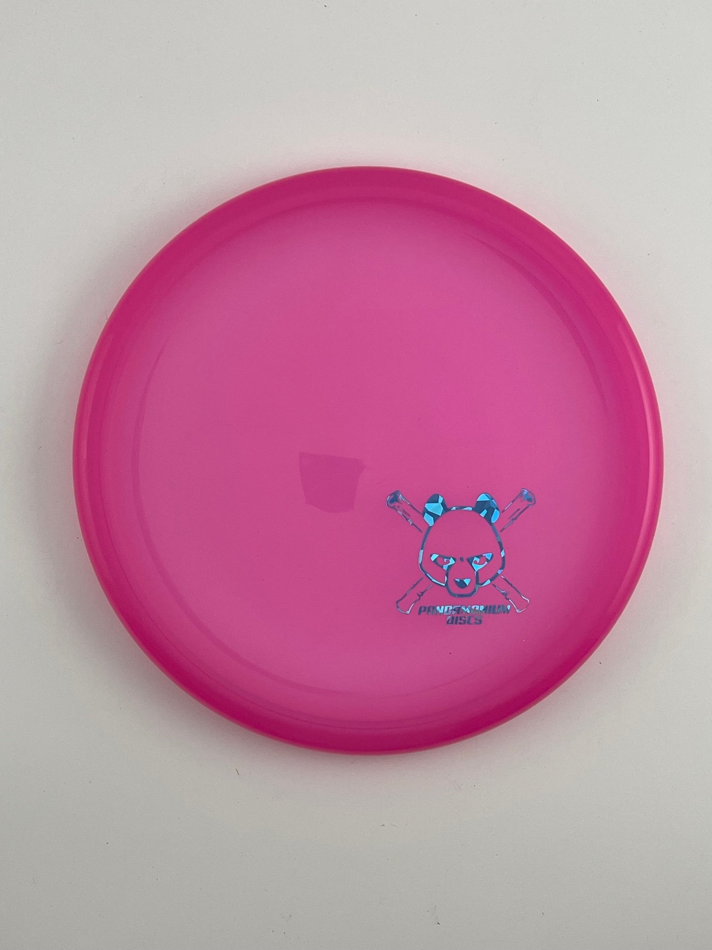 Kastaplast Berg X disc golf putt and approach in pink K1 plastic with Pandamonium Panda Corner X stamp