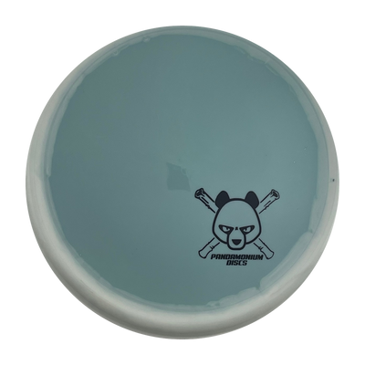 Kastaplast Berg disc golf putt and approach in steel blue K1 Grind plastic with Pandamonium Panda Corner X stamp, view 1