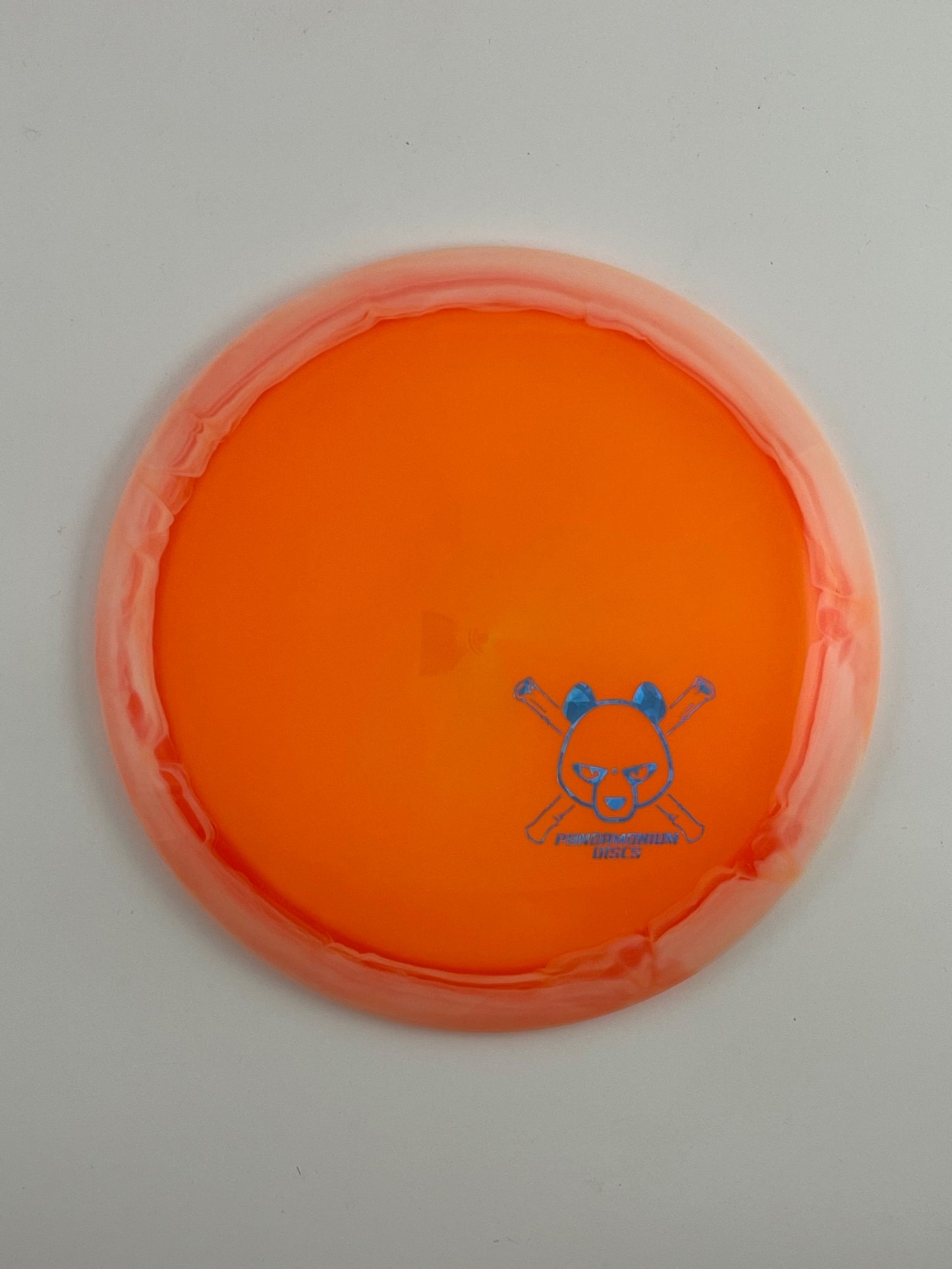 Dynamic Discs Escape disc golf fairway driver in orange Lucid Ice Orbit plastic with Pandamonium Panda Corner X stamp