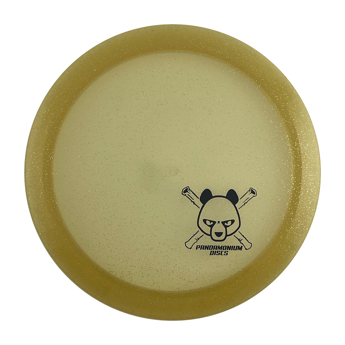 Dynamic Discs Felon disc golf fairway driver in gold Lucid Sparkle plastic with Pandamonium Panda Corner X stamp, view 1