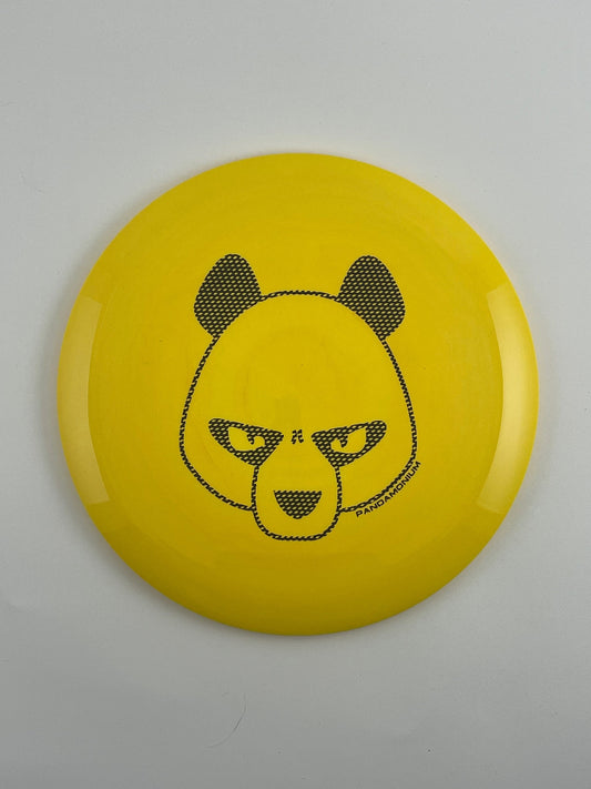 Innova Valkyrie disc golf fairway driver in yellow Star plastic with Pandamonium Big Panda stamp
