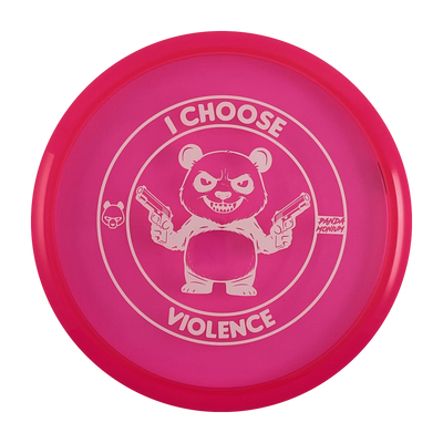 Discraft Buzzz disc golf midrange in pink Z Line plastic with Pandamonium I Choose Violence stamp, view 1