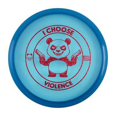 Discraft Buzzz SS disc golf midrange in blue Z Line plastic with Pandamonium I Choose Violence stamp, view 1