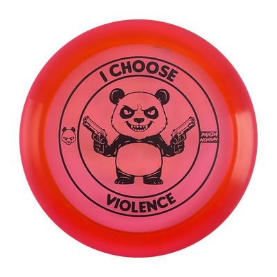 Discraft Force disc golf distance driver in red Z Line plastic with Pandamonium I Choose Violence stamp, view 1