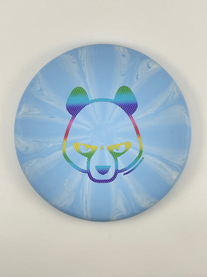 Dynamic Discs Warden disc golf putt and approach in blue Classic Burst plastic with Pandamonium Big Panda stamp