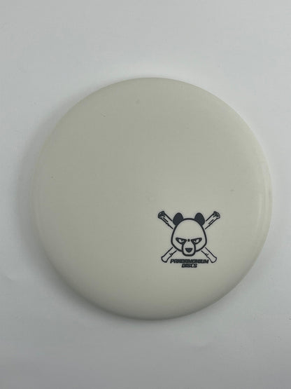 Dynamic Discs Judge disc golf putt and approach in white Classic Moonshine plastic with Pandamonium Panda Corner X stamp