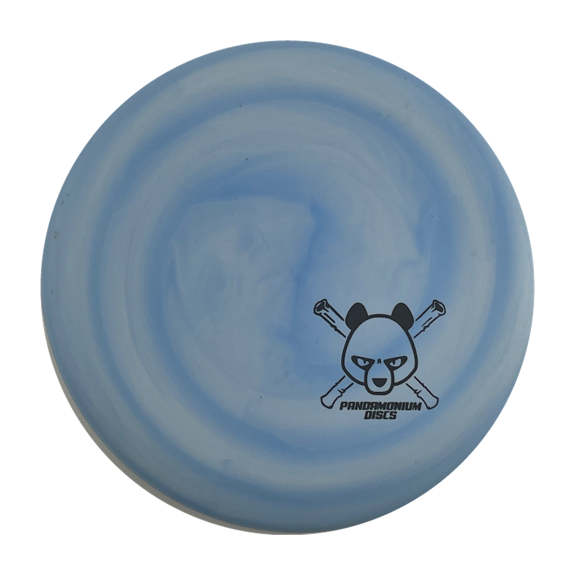 Discmania P2 disc golf putt and approach in blue swirl D-Line Flex 2 plastic with Pandamonium Panda Corner X stamp, view 1
