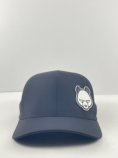 Pandamonium Discs Corner Patch Delta disc golf hat in black, Flexfit