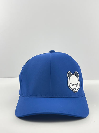 Pandamonium Discs Corner Patch Delta disc golf hat in blue, Flexfit