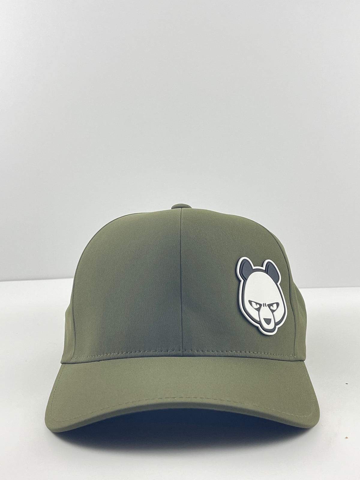 Pandamonium Discs Corner Patch Delta disc golf hat in olive, Flexfit