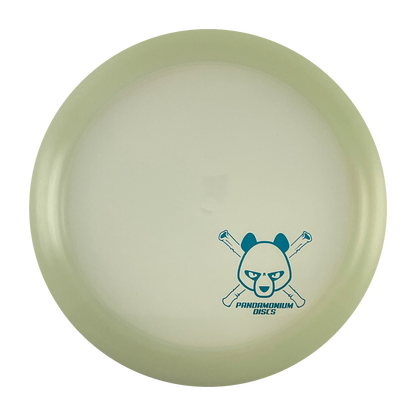 Dynamic Discs Raider disc golf distance driver in clear and white Lucid plastic with Pandamonium Panda Corner X stamp, view 1