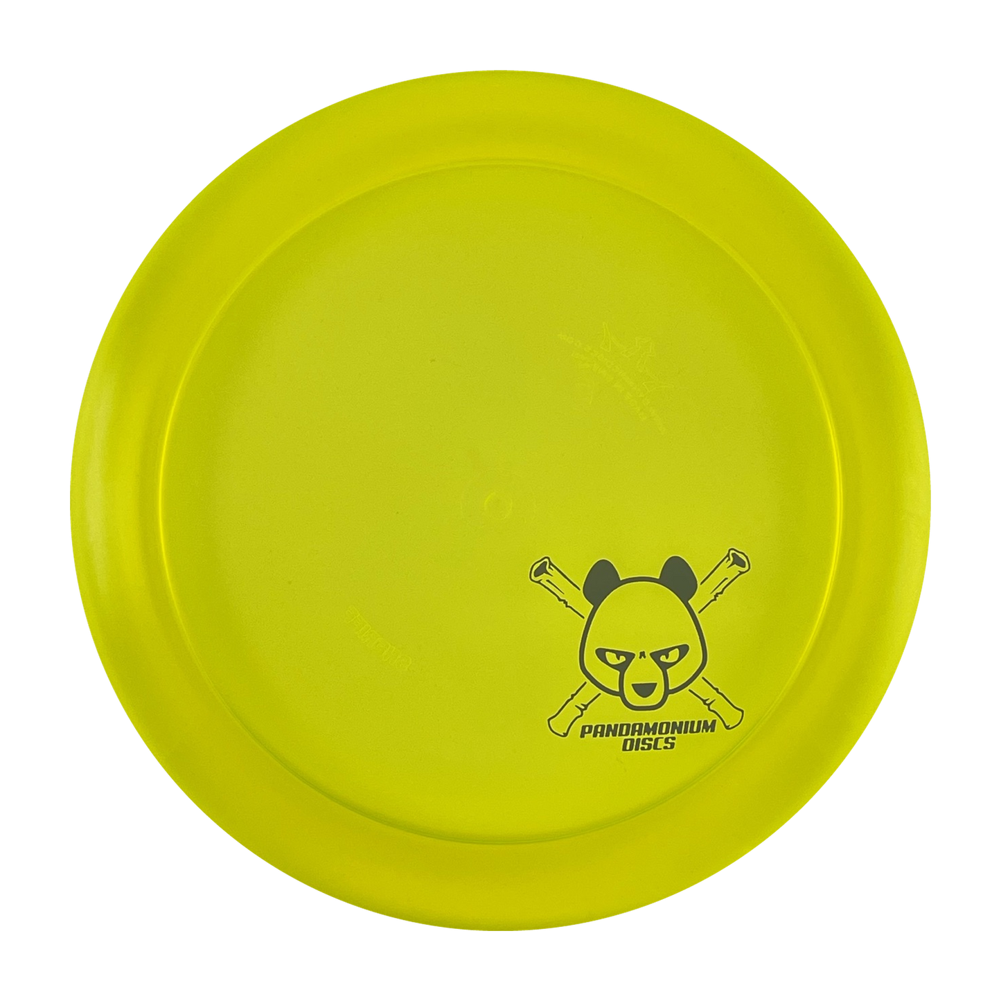 Dynamic Discs Sheriff disc golf distance driver in yellow Lucid plastic with Pandamonium Panda Corner X stamp, view 1