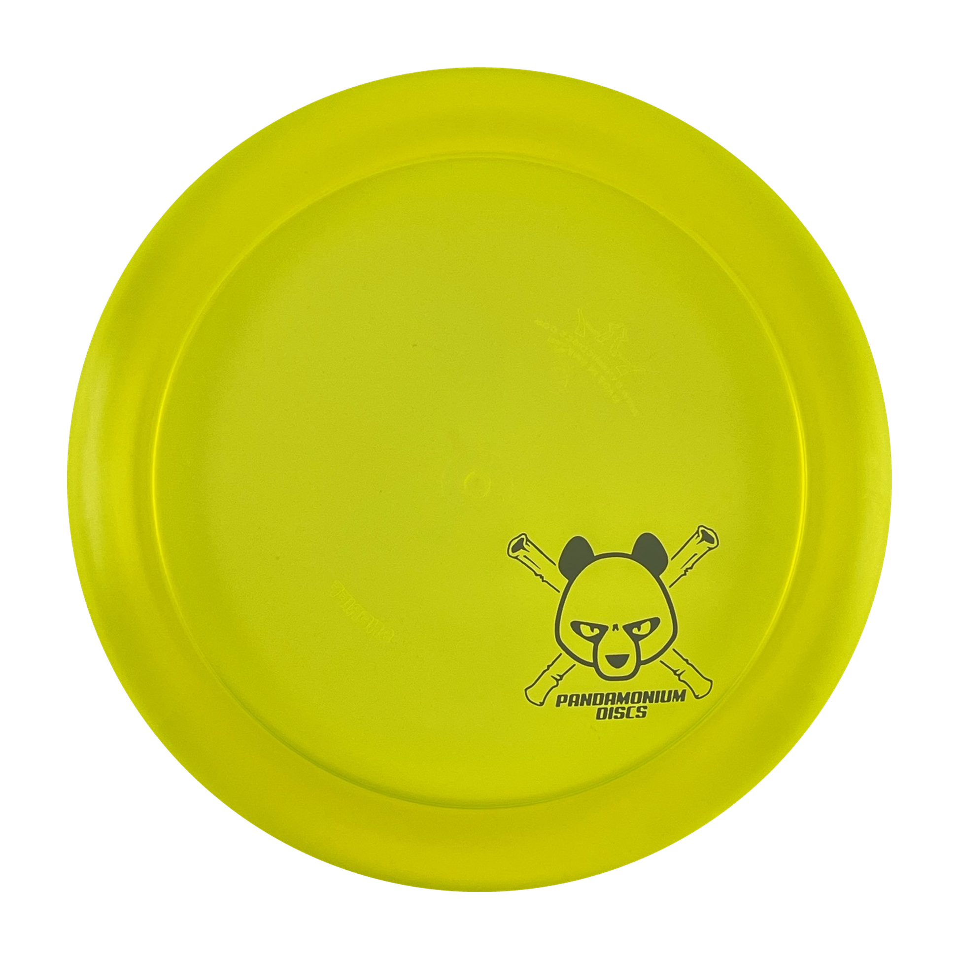 Dynamic Discs Sheriff disc golf distance driver in yellow Lucid plastic with Pandamonium Panda Corner X stamp, view 1