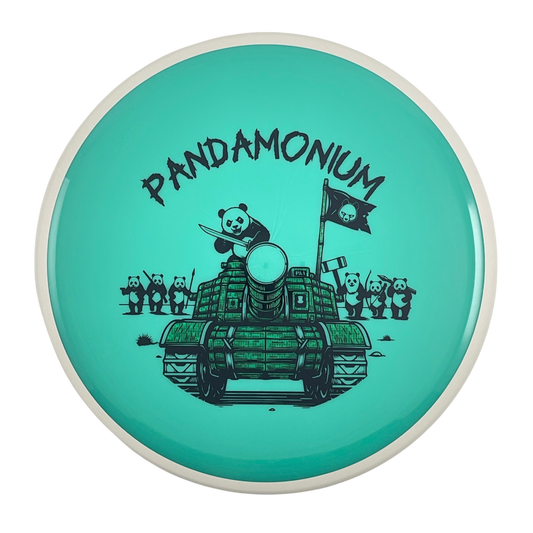 MVP Detour disc golf midrange in seafoam Neutron plastic with Pandamonium Panda Tank stamp, view 1