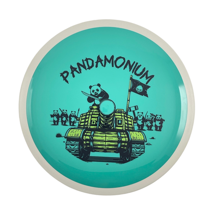 MVP Trail disc golf distance driver in teal Neutron plastic with Pandamonium Panda Tank stamp, view 1