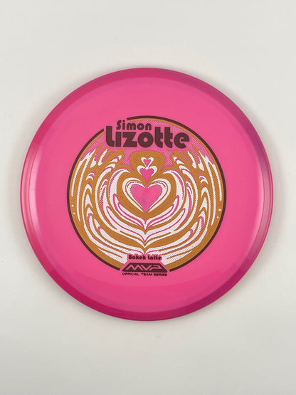 Axiom Bokeh disc golf fairway driver in pink Neutron plastic with Pandamonium Bokeh Latte stamp