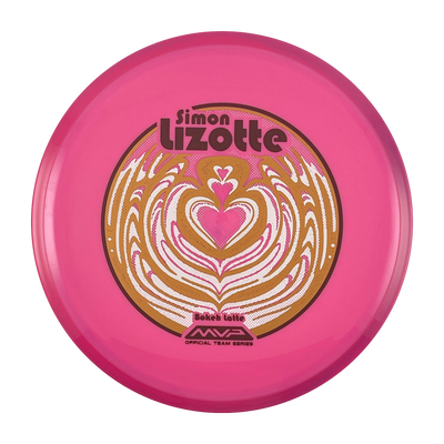 Axiom Bokeh disc golf fairway driver in pink Neutron plastic with Pandamonium Bokeh Latte stamp, view 1