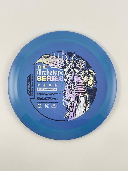 Streamline Engine disc golf distance driver in blue Neutron plastic with Pandamonium MVP Warrior stamp
