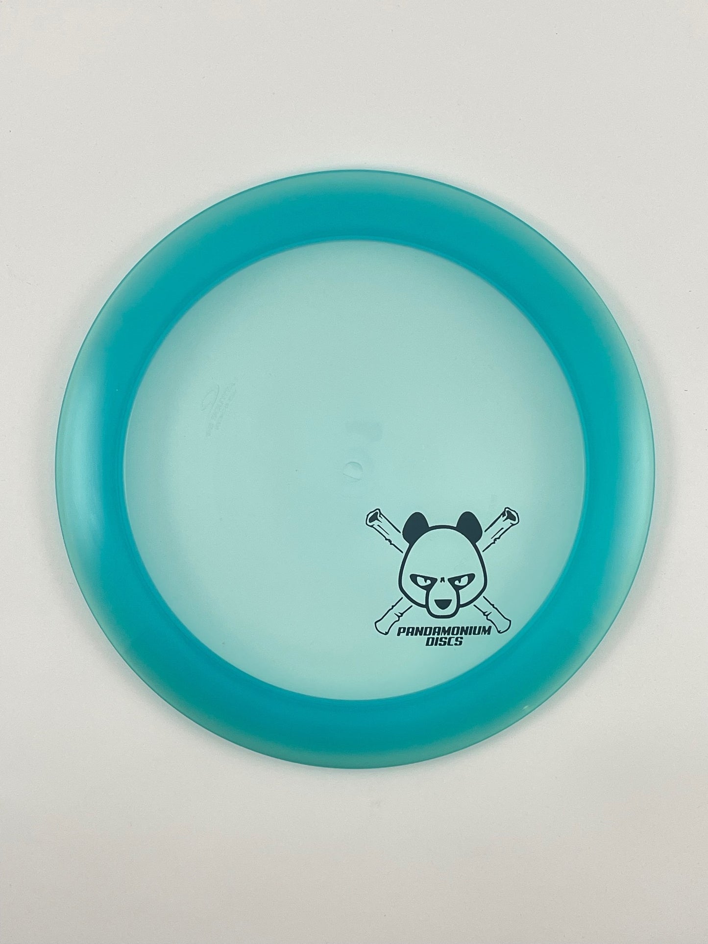 Latitude 64 Ballista Pro disc golf distance driver in blue Opto plastic with Pandamonium Panda Corner X stamp