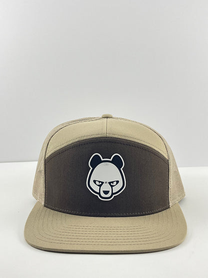 Pandamonium Discs Center Patch Flat Bill disc golf hat in brown, Richardson