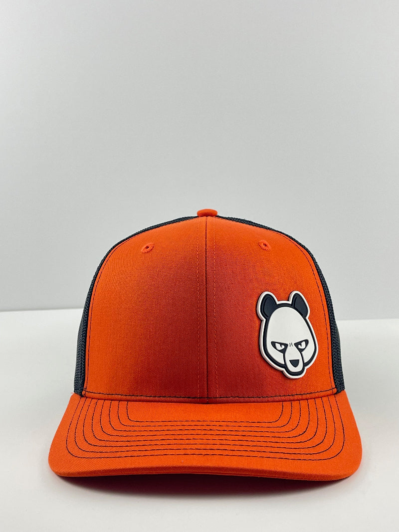 Pandamonium Discs Corner Patch Trucker disc golf hat in black, Richardson