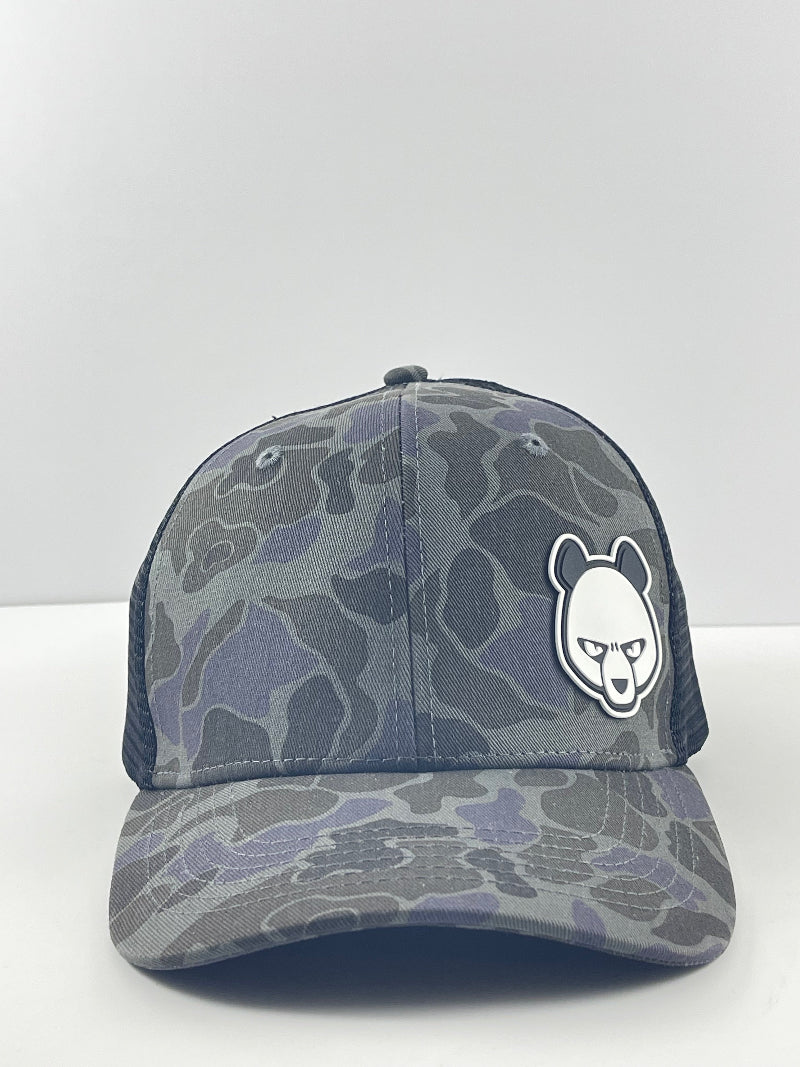 Pandamonium Discs Corner Patch Camo disc golf hat in camo, Sportsman