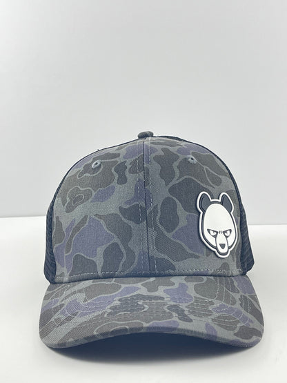 Pandamonium Discs Corner Patch Camo disc golf hat in camo, Sportsman