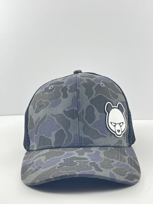 Pandamonium Discs Corner Patch Camo disc golf hat in camo, Sportsman