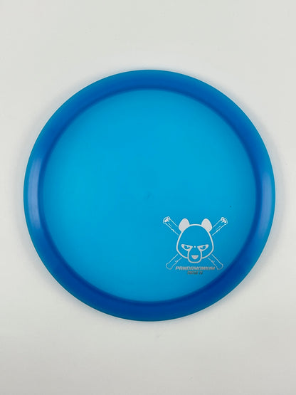 Westside Discs Seer disc golf fairway driver in blue VIP plastic with Pandamonium Panda Corner X stamp