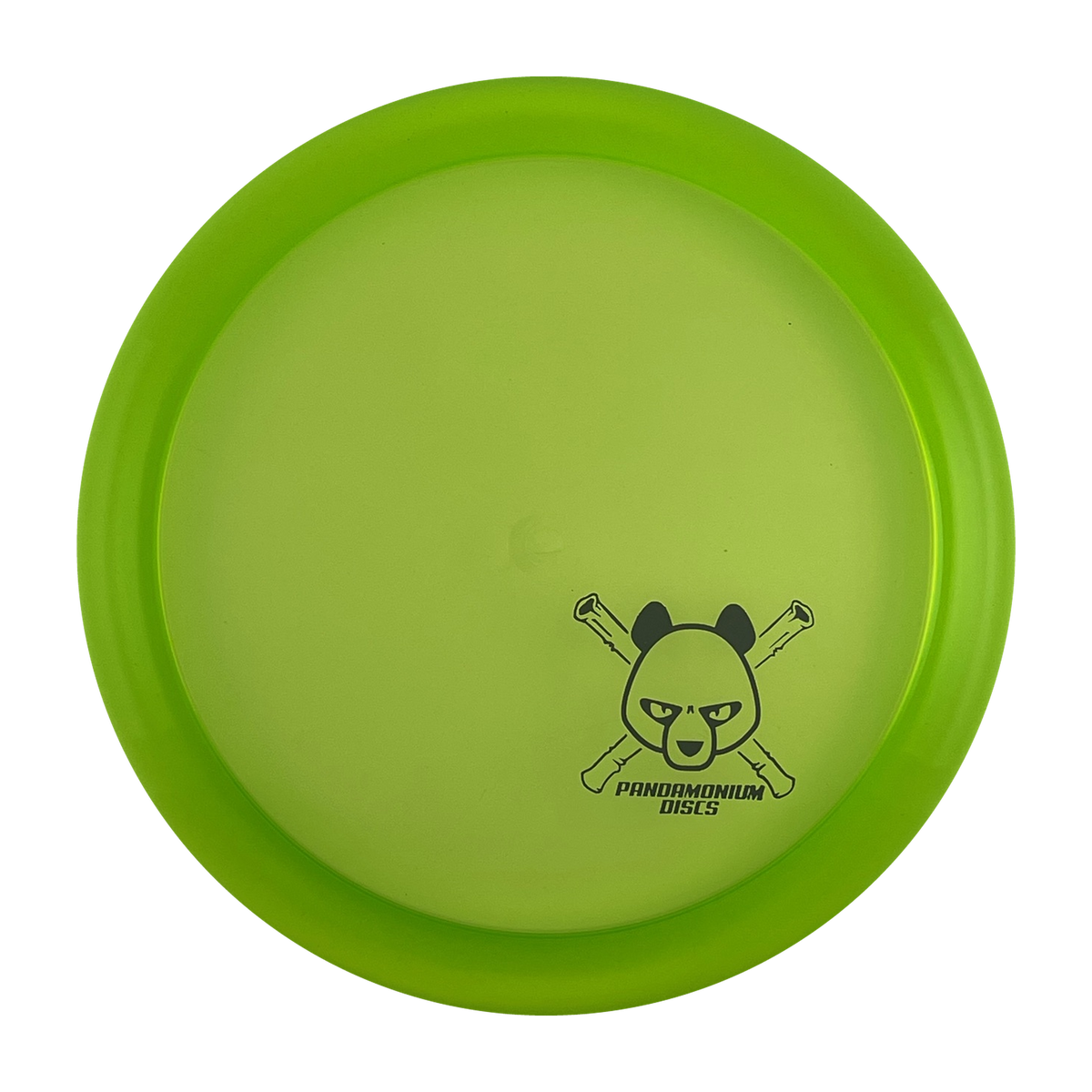 Discmania CD1 disc golf fairway driver in green C-Line plastic with Pandamonium Panda Corner X stamp, view 1