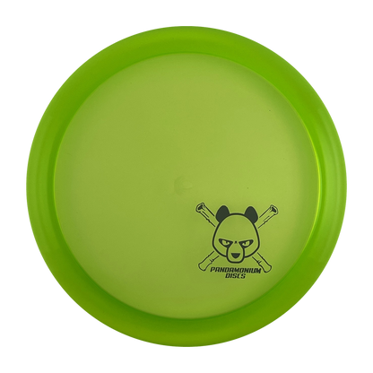 Discmania CD1 disc golf fairway driver in green C-Line plastic with Pandamonium Panda Corner X stamp, view 1
