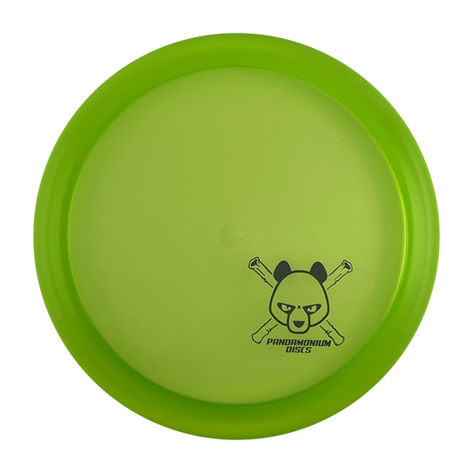 Discmania CD1 disc golf fairway driver in green C-Line plastic with Pandamonium Panda Corner X stamp, view 1