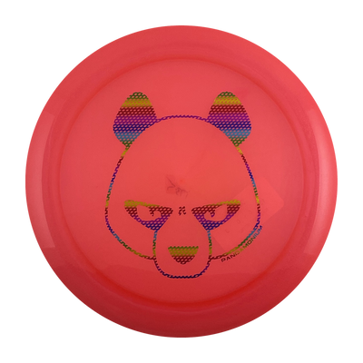 Innova Boss disc golf distance driver in pink Champion plastic with Pandamonium Big Panda stamp, view 1