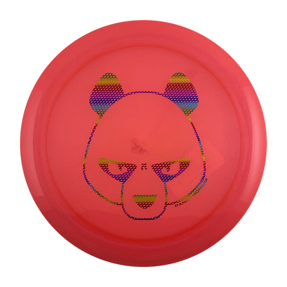 Innova Boss disc golf distance driver in pink Champion plastic with Pandamonium Big Panda stamp, view 1