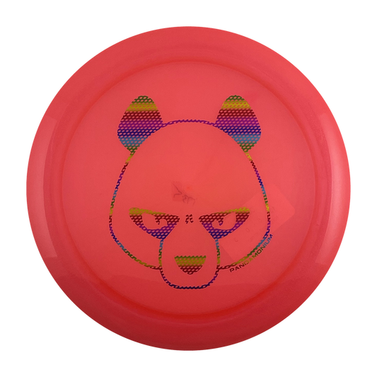 Innova Boss disc golf distance driver in pink Champion plastic with Pandamonium Big Panda stamp, view 1