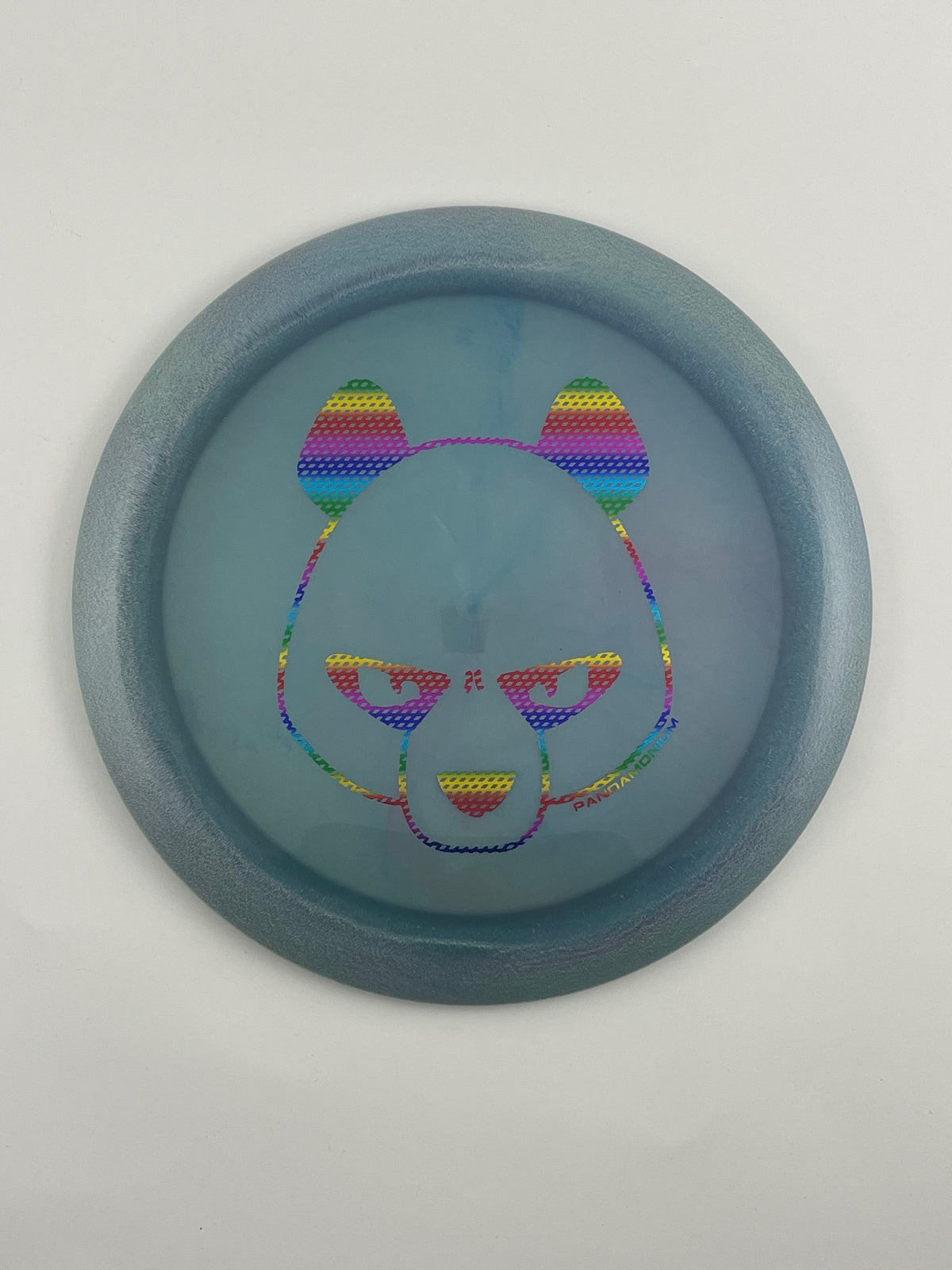 Innova Boss disc golf distance driver in steel blue Champion plastic with Pandamonium Big Panda stamp