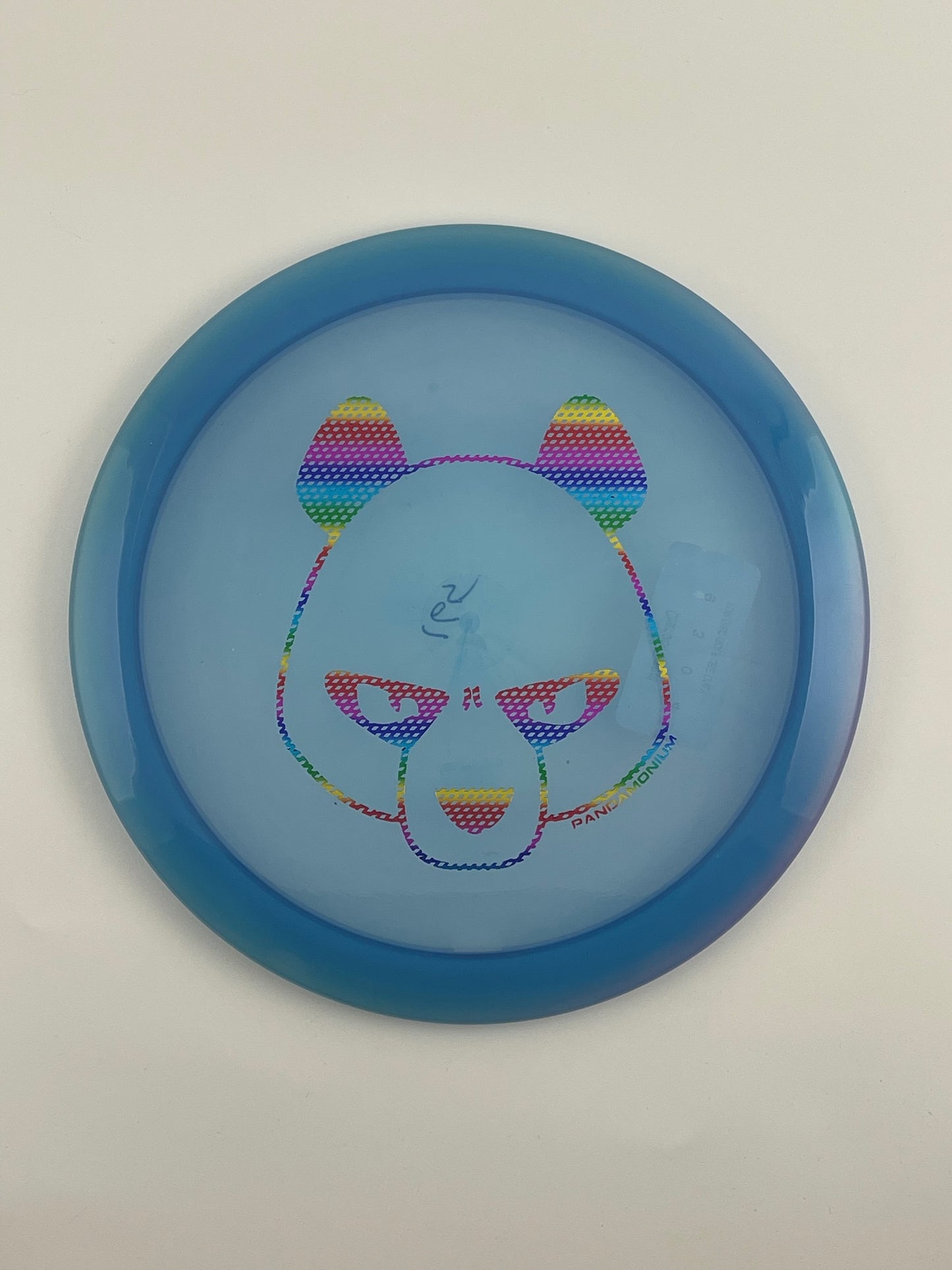 Innova Firebird disc golf fairway driver in blue Champion plastic with Pandamonium Big Panda stamp