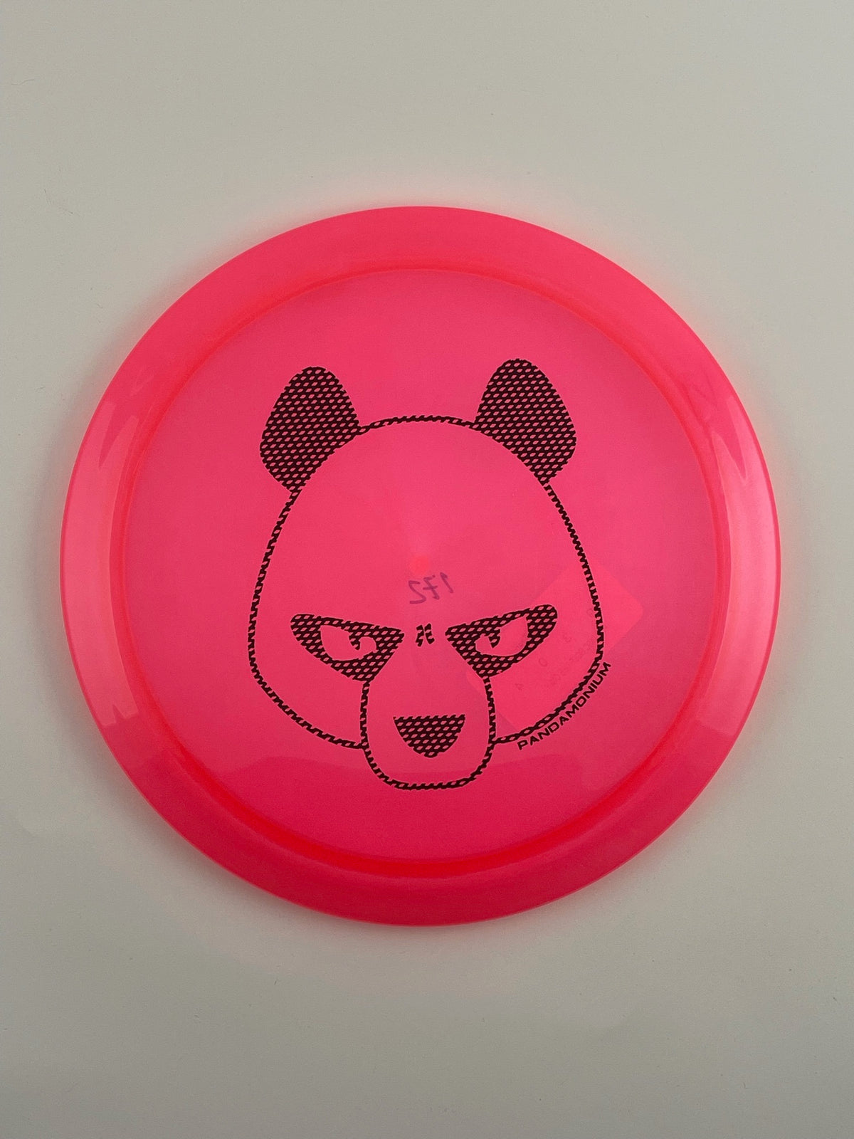 Innova Firebird disc golf fairway driver in pink Champion plastic with Pandamonium Big Panda stamp