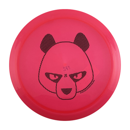 Innova Firebird disc golf fairway driver in pink Champion plastic with Pandamonium Big Panda stamp, view 1