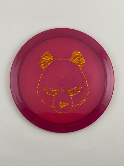 Innova Firebird disc golf fairway driver in purple Champion plastic with Pandamonium Big Panda stamp