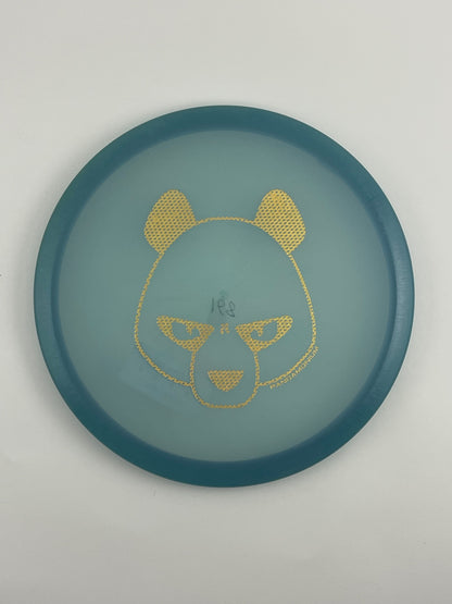 Innova Mako3 disc golf midrange in deep sea blue Champion plastic with Pandamonium Big Panda stamp
