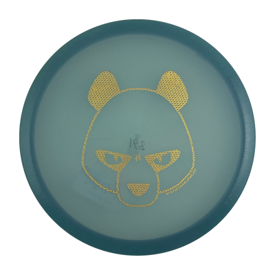 Innova Mako3 disc golf midrange in deep sea blue Champion plastic with Pandamonium Big Panda stamp, view 1