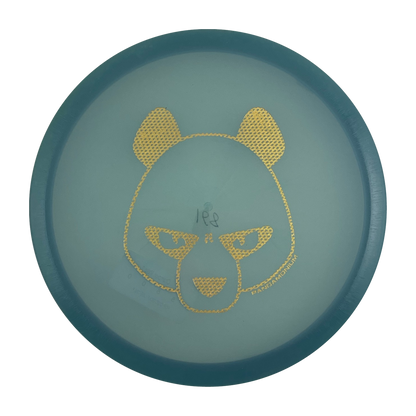 Innova Mako3 disc golf midrange in deep sea blue Champion plastic with Pandamonium Big Panda stamp, view 1