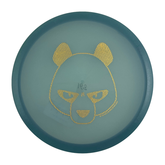 Innova Mako3 disc golf midrange in deep sea blue Champion plastic with Pandamonium Big Panda stamp, view 1