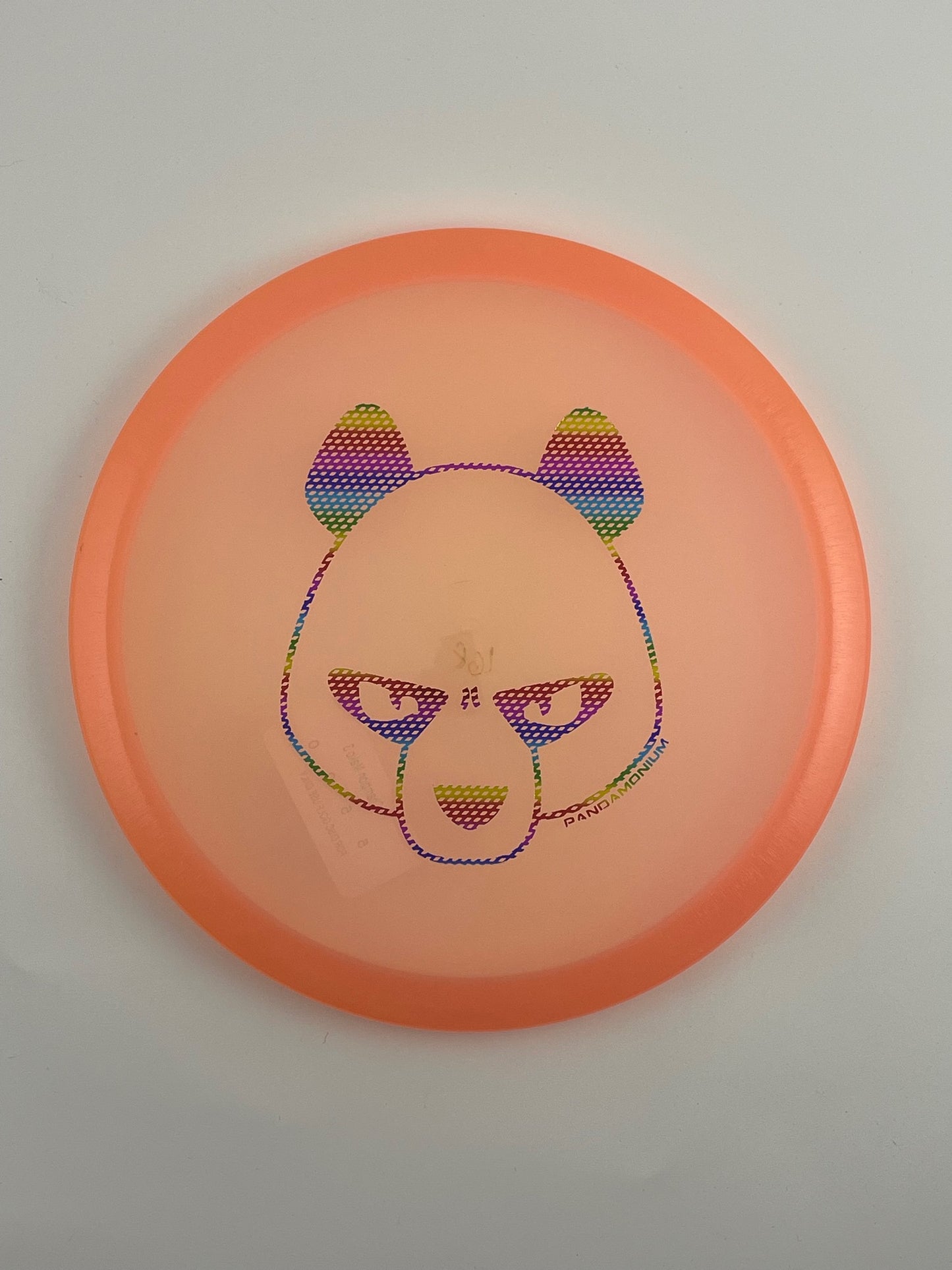 Innova Mako3 disc golf midrange in peach Champion plastic with Pandamonium Big Panda stamp